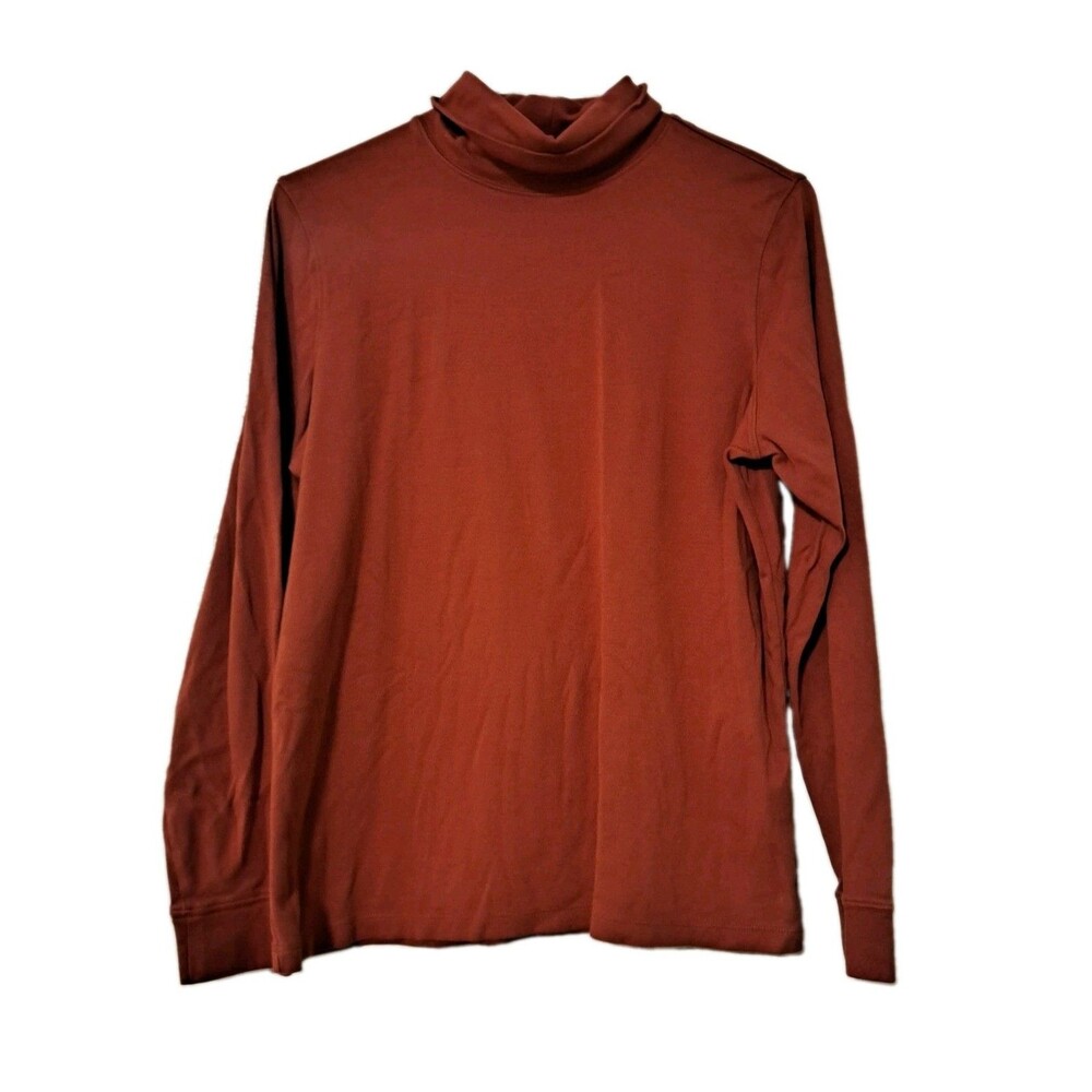 L.L. Bean Womens Rust Orange Large Turtle Neck Long Sleeve Solid Winter Ski